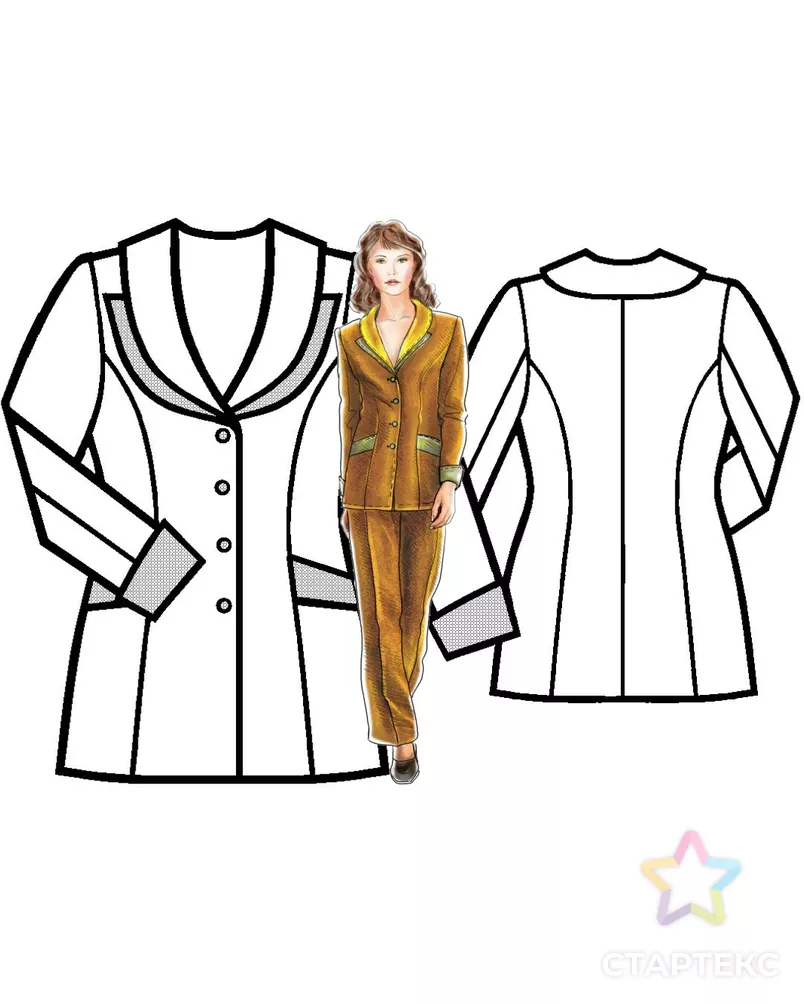 Выкройка: жакет с двумя воротниками арт. ВКК-1297-2-ЛК0005072 - рис. 3