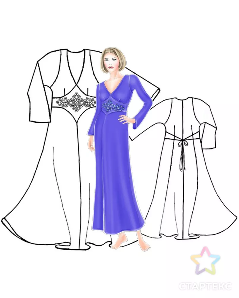 Выкройка: шелковая ночная рубашка арт. ВКК-1949-12-ЛК0005261 - рис. 3