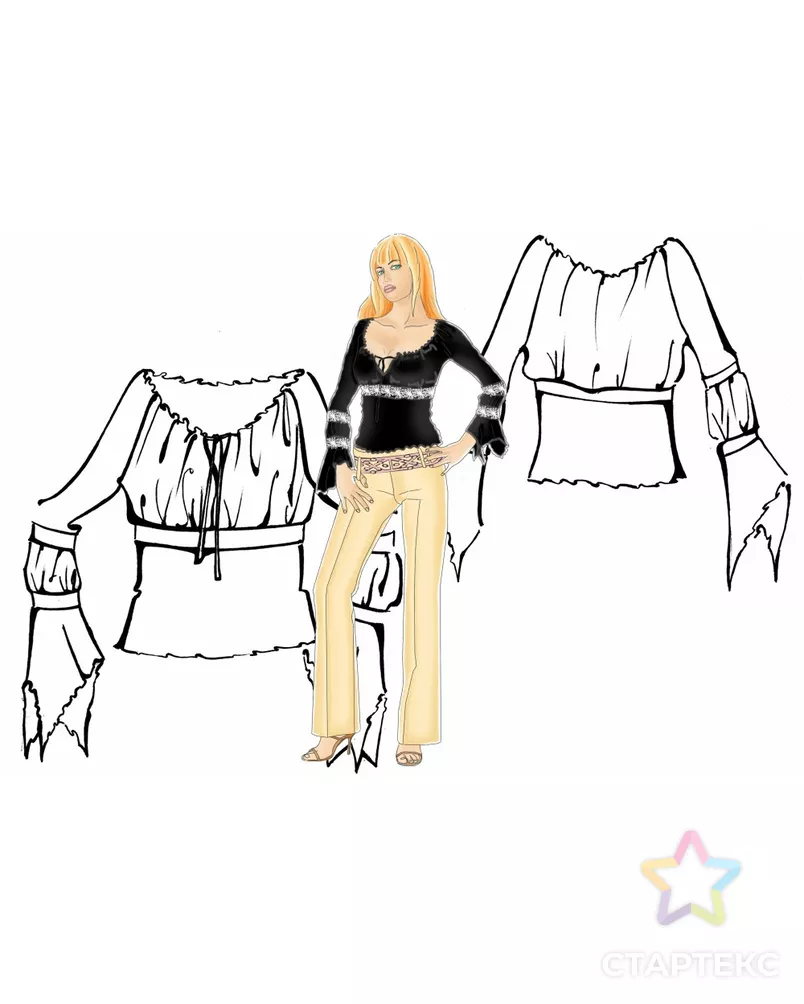 Выкройка: блузка реглан с тесьмой арт. ВКК-1426-5-ЛК0005278 - рис. 3