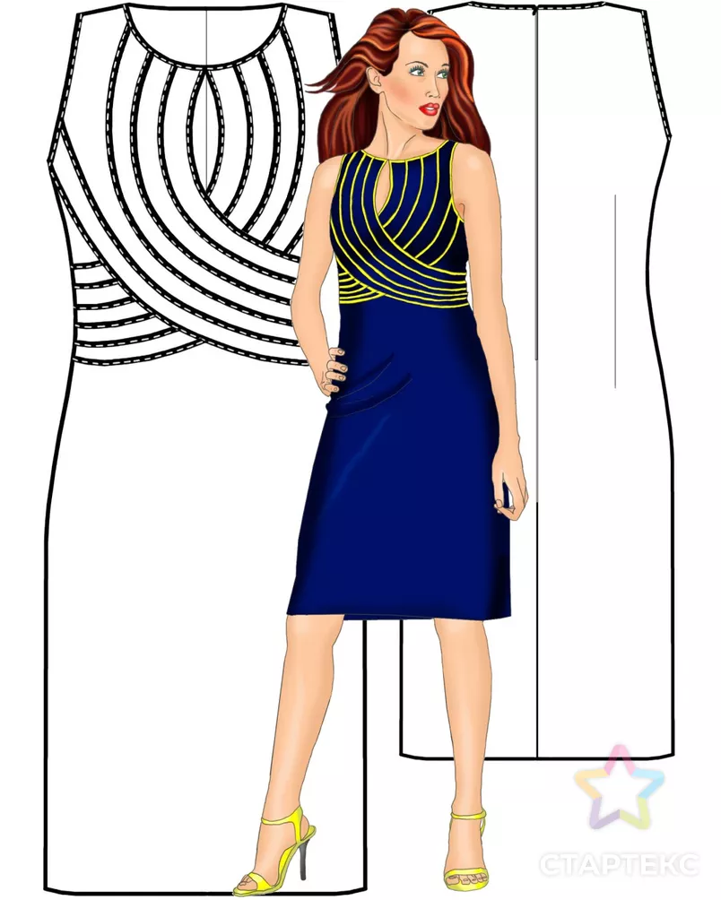 Выкройка: платье с декоративным лифом арт. ВКК-1418-8-ЛК0005433 - рис. 3