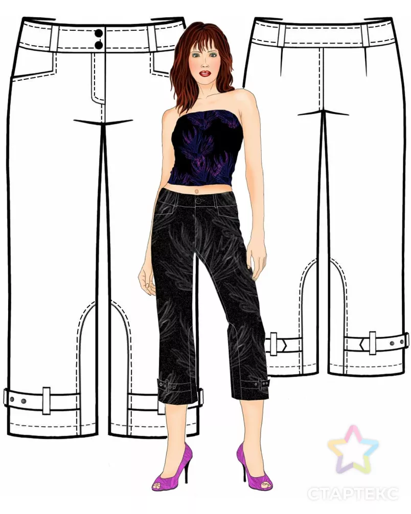 Выкройка: капри с патами арт. ВКК-1537-2-ЛК0005472 - рис. 3