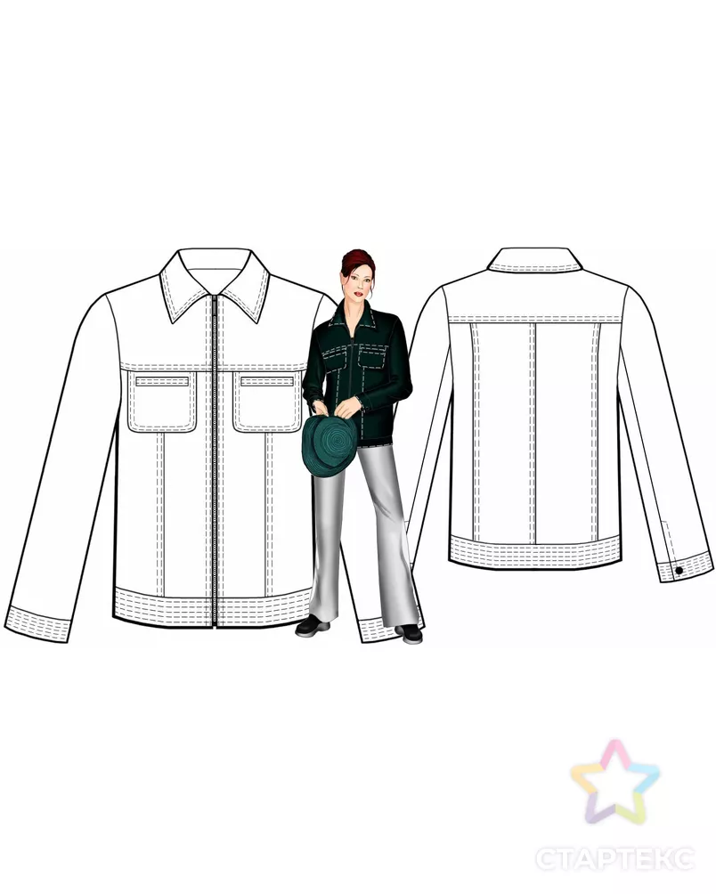 Выкройка: жакет с отстрочками арт. ВКК-1736-7-ЛК0005491 - рис. 3