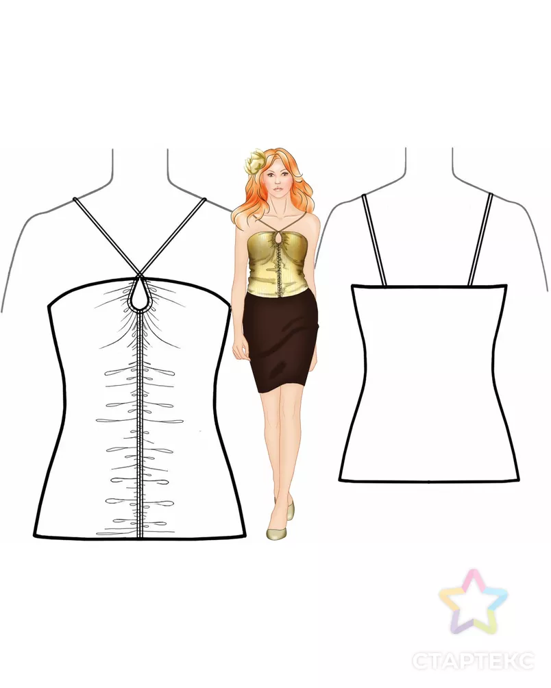 Выкройка: топ со сборкой арт. ВКК-1270-12-ЛК0005633 - рис. 3