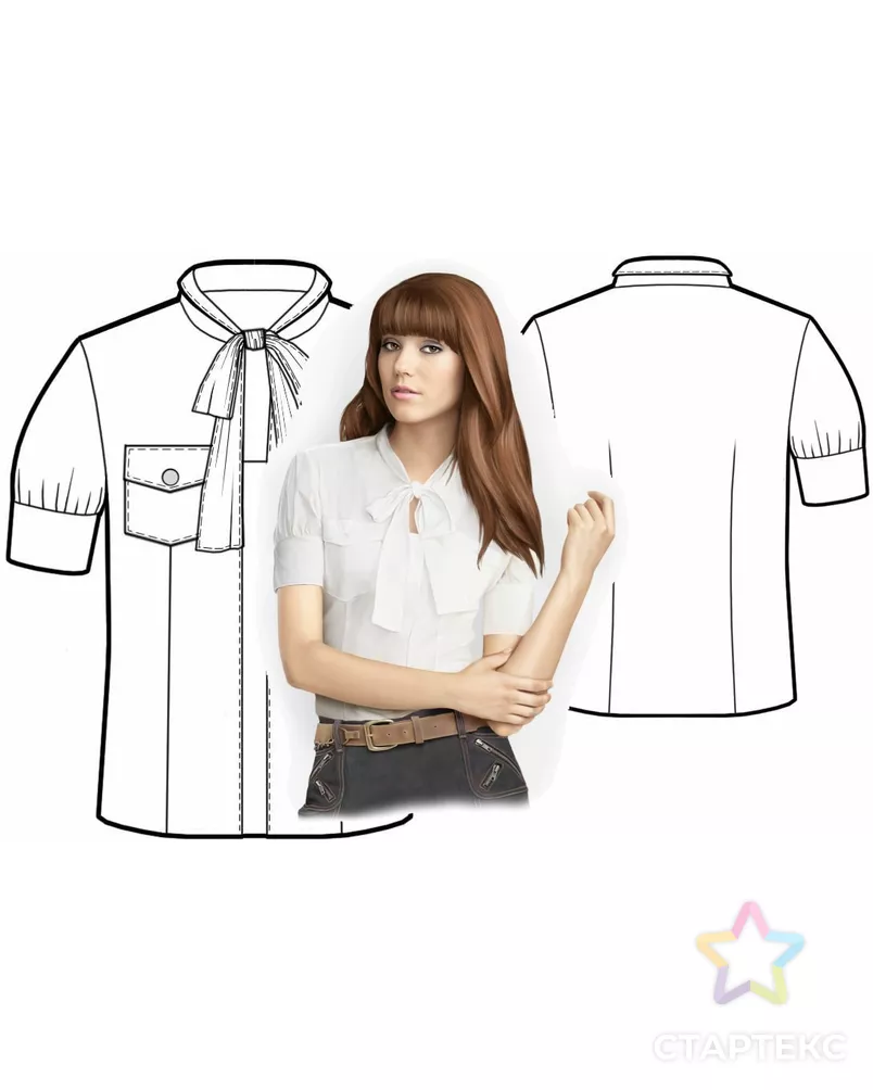 Выкройка: блузка с коротким рукавом арт. ВКК-286-3-ЛК0005761 - рис. 3