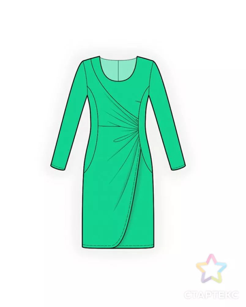 Выкройка: платье с драпировкой арт. ВКК-1921-5-ЛК0004094 - рис. 1