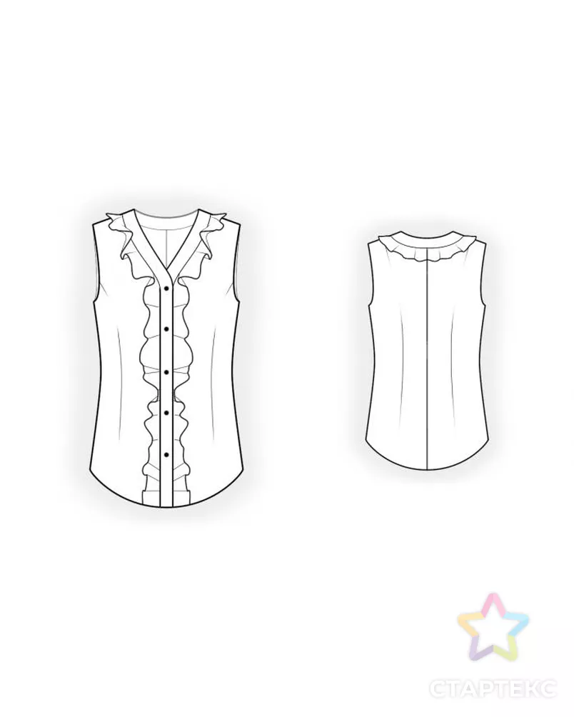 Выкройка: блузка без рукавов арт. ВКК-233-9-ЛК0004560 - рис. 2