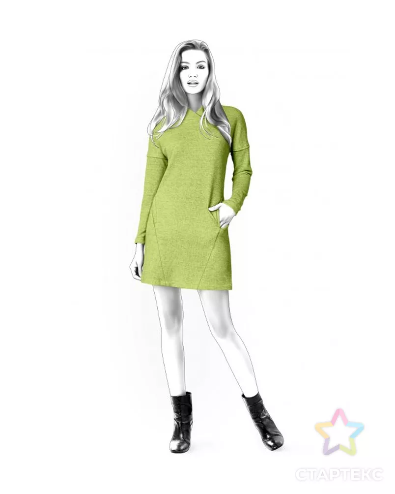 Выкройка: платье-туника с фигурной стойкой арт. ВКК-1240-7-ЛК0004590 - рис. 1