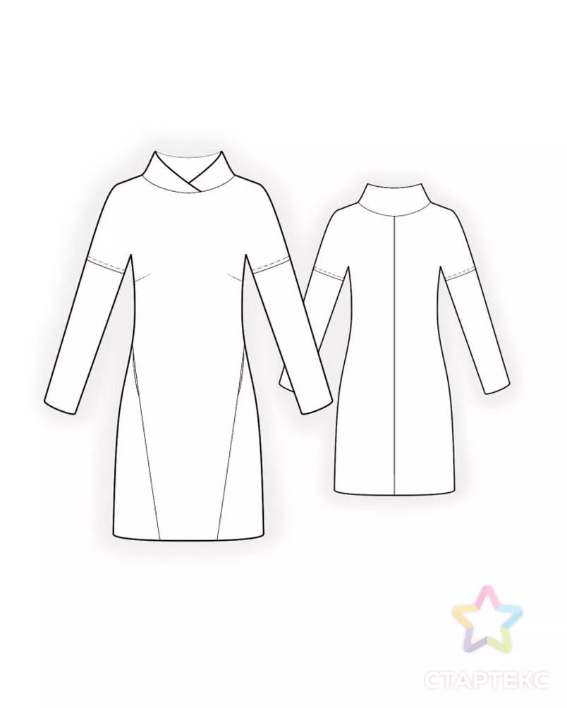 Выкройка: платье-туника с фигурной стойкой арт. ВКК-1240-7-ЛК0004590 - рис. 2