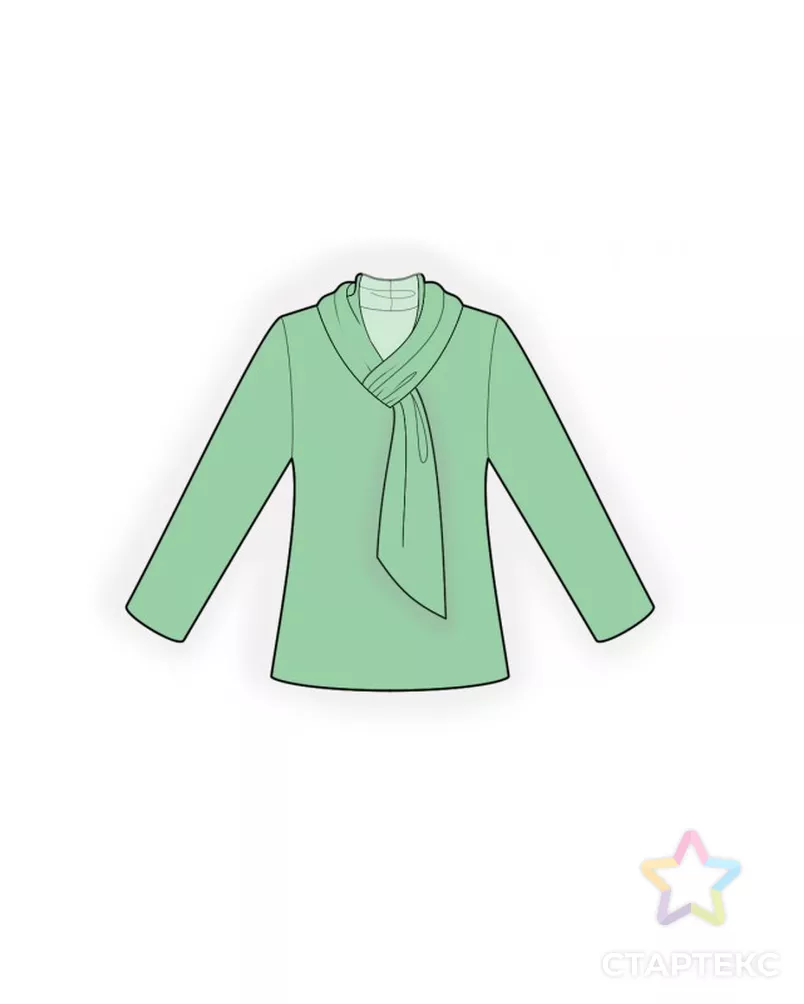 Выкройка: блузон с воротником-шарфом арт. ВКК-2739-3-ЛК0004872 - рис. 1