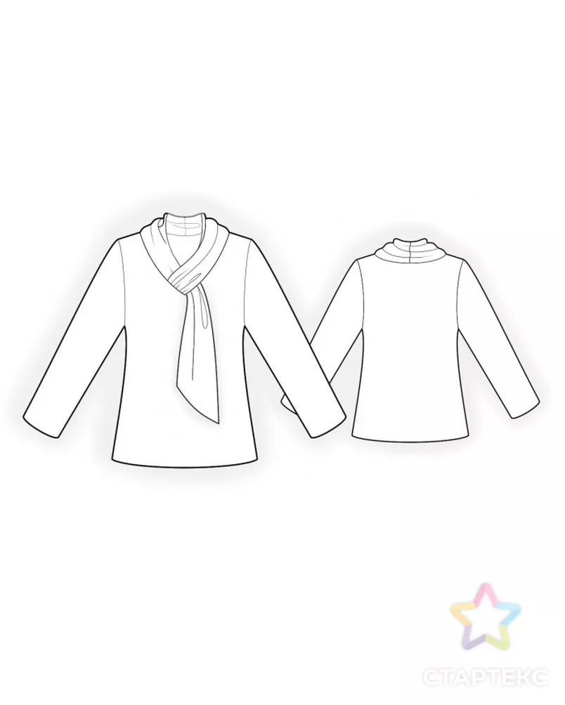 Выкройка: блузон с воротником-шарфом арт. ВКК-2739-3-ЛК0004872 - рис. 2