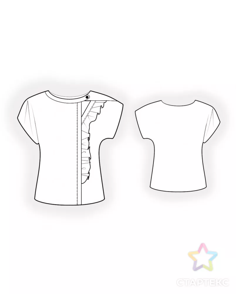 Выкройка: блузка с ассиметричной застежкой арт. ВКК-2786-10-ЛК0004931 - рис. 2
