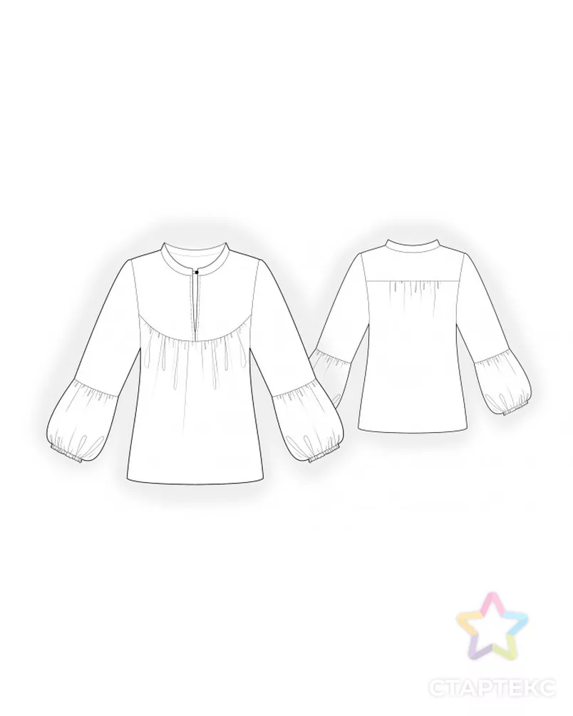 Выкройка: блуза с рукавом на резинке арт. ВКК-2807-9-ЛК0004953 - рис. 2