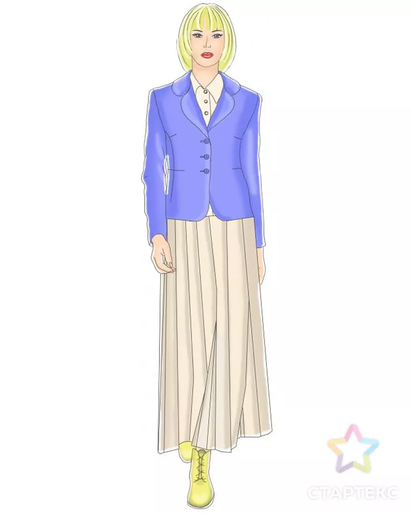 Выкройка: жакет с нагрудной вытачкой в рельефе арт. ВКК-1337-12-ЛК0005012 - рис. 1