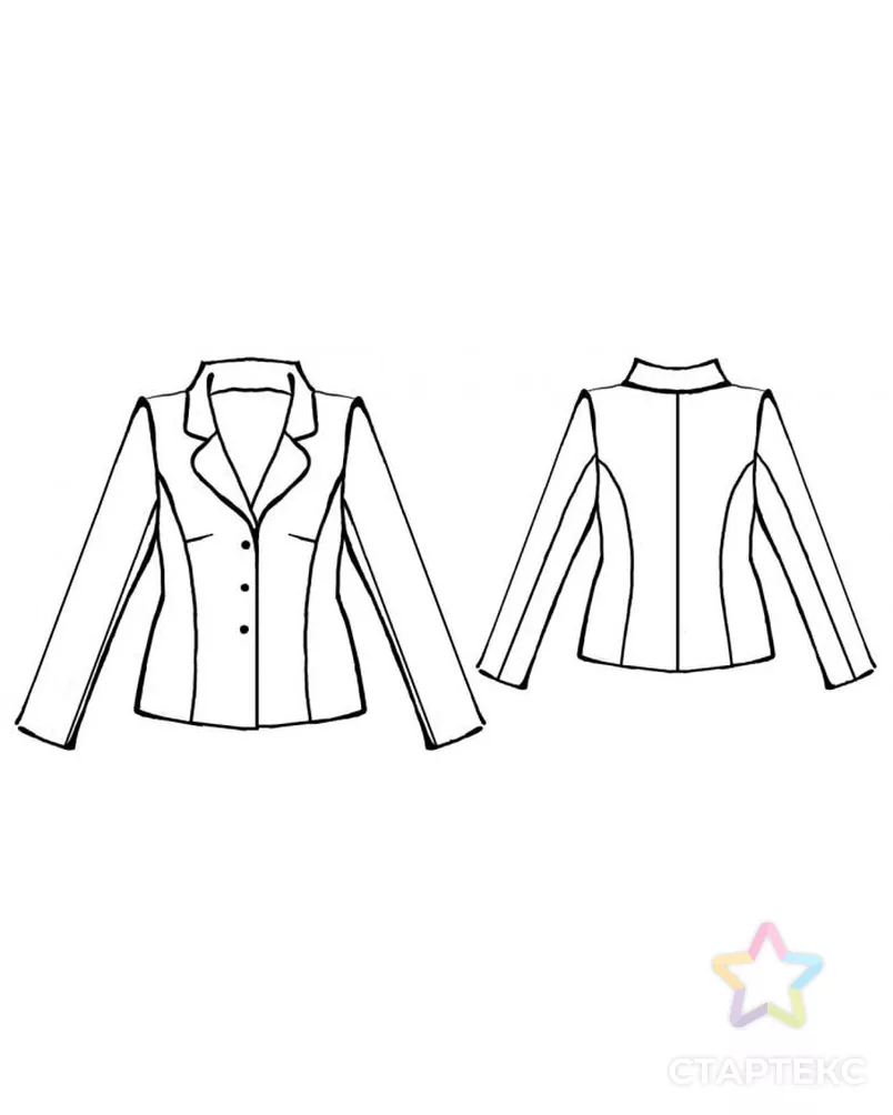Выкройка: жакет с нагрудной вытачкой в рельефе арт. ВКК-1337-12-ЛК0005012 - рис. 2