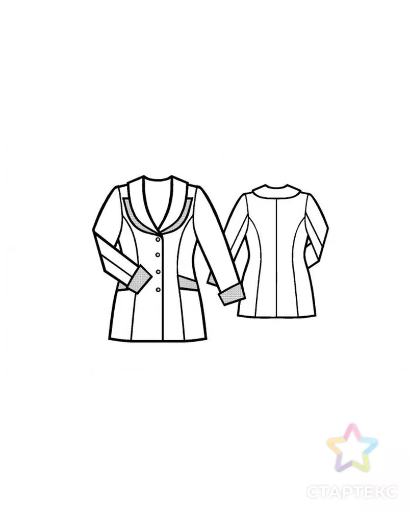 Выкройка: жакет с двумя воротниками арт. ВКК-1297-2-ЛК0005072 - рис. 2