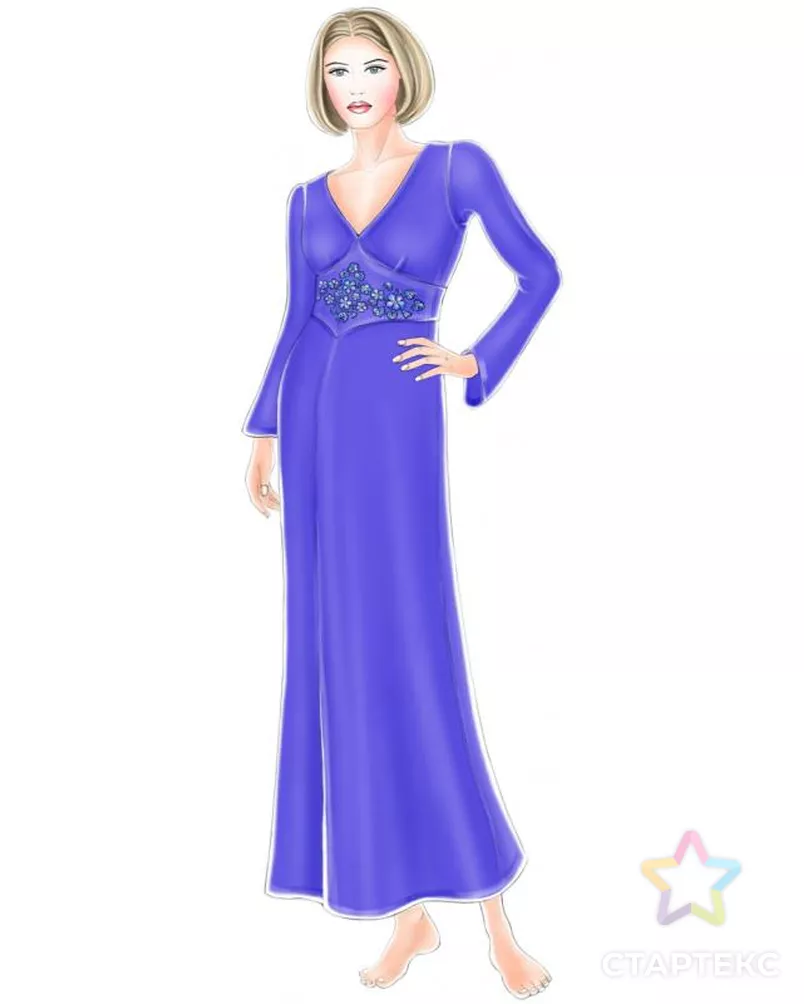 Выкройка: шелковая ночная рубашка арт. ВКК-1949-12-ЛК0005261 - рис. 1