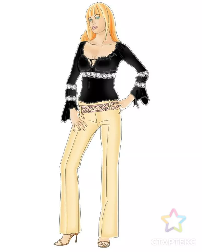 Выкройка: блузка реглан с тесьмой арт. ВКК-1426-5-ЛК0005278 - рис. 1