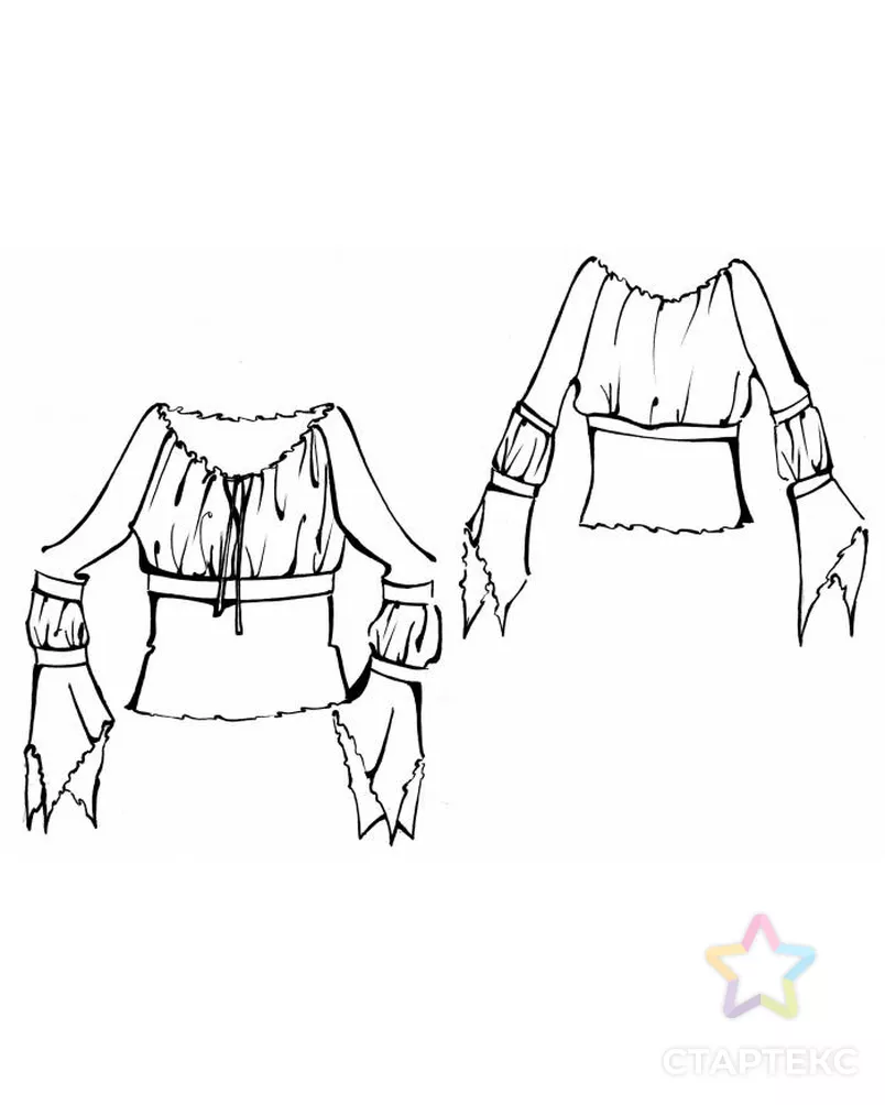 Выкройка: блузка реглан с тесьмой арт. ВКК-1426-5-ЛК0005278 - рис. 2