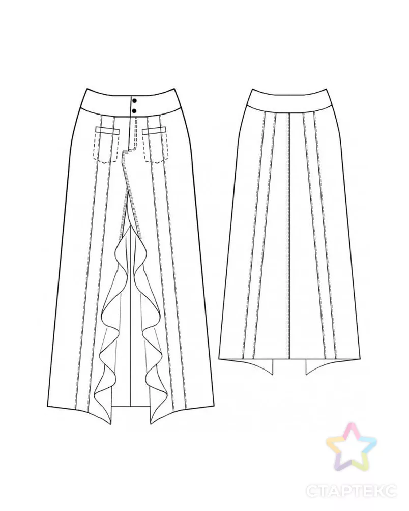 Выкройка: юбка на бёдрах с воланом арт. ВКК-1437-8-ЛК0005351 - рис. 2