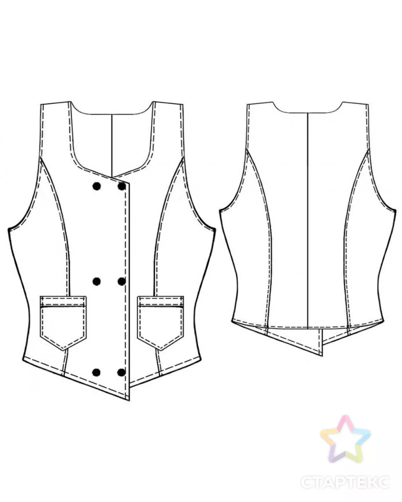 Выкройка: жилет с карманами арт. ВКК-1139-2-ЛК0005360 - рис. 2