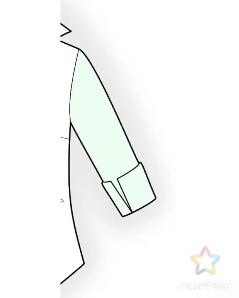 Выкройка: рукав (на базе 4395 блузка с фигурным бортом) арт. ВКК-786-2-ЛК0005372 - рис. 1