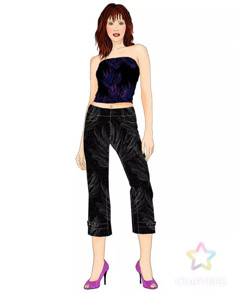 Выкройка: капри с патами арт. ВКК-1537-2-ЛК0005472 - рис. 1