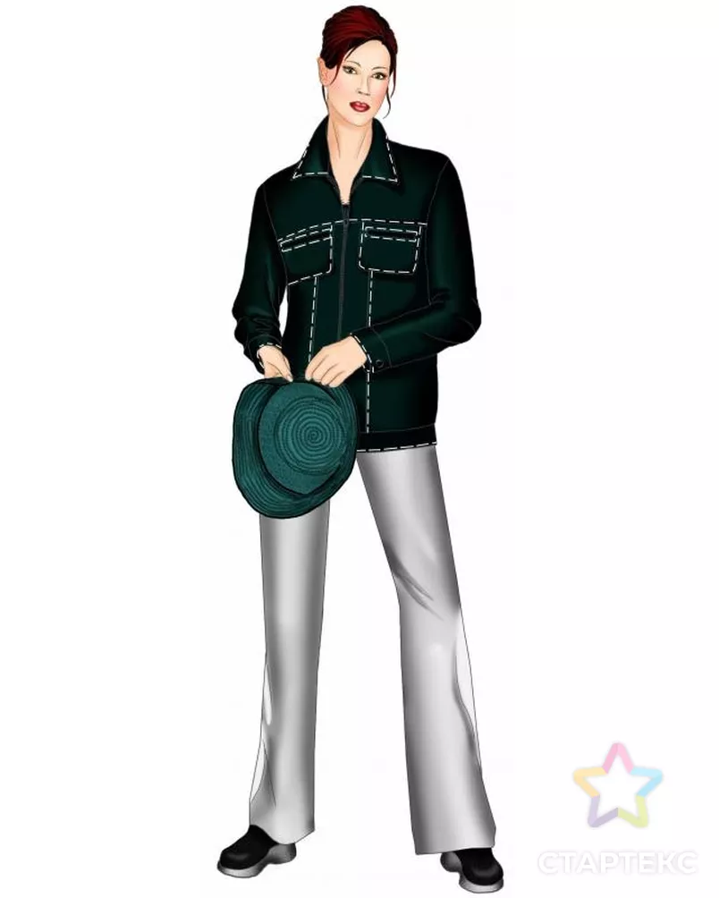 Выкройка: жакет с отстрочками арт. ВКК-1736-7-ЛК0005491 - рис. 1