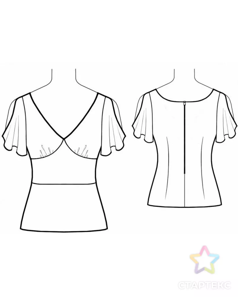 Выкройка: топ с подрезом под грудью арт. ВКК-1152-8-ЛК0005619 - рис. 2