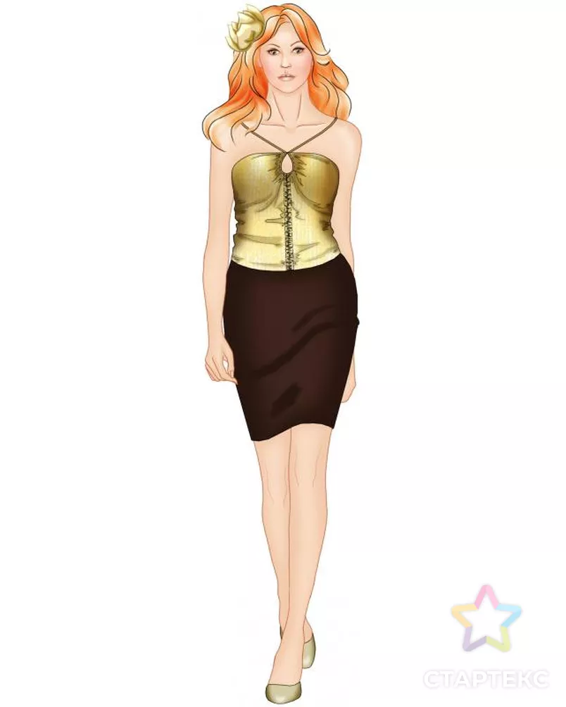 Выкройка: топ со сборкой арт. ВКК-1270-12-ЛК0005633 - рис. 1