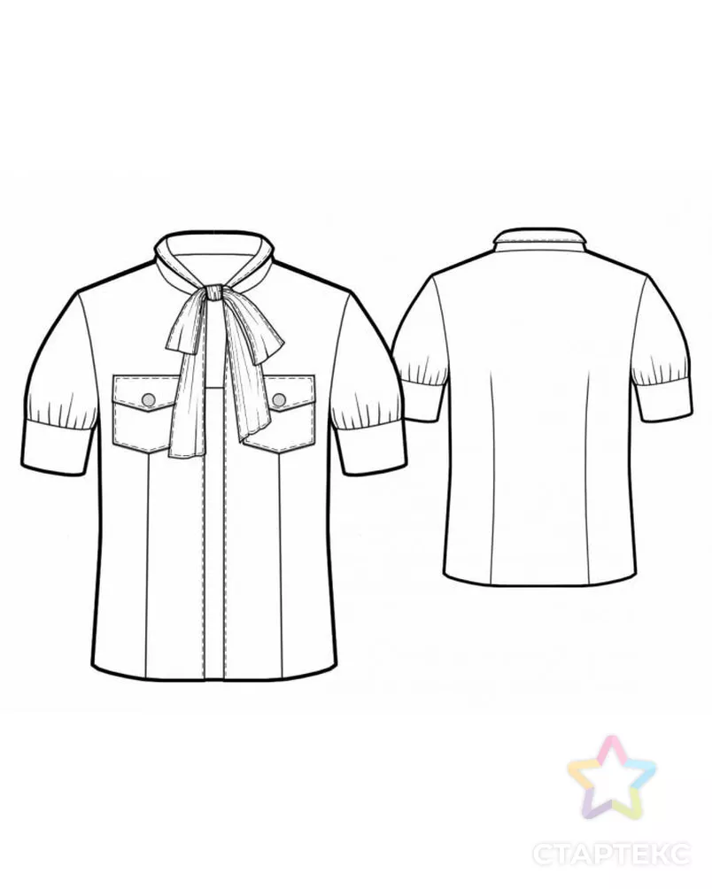 Выкройка: блузка с коротким рукавом арт. ВКК-286-3-ЛК0005761 - рис. 2