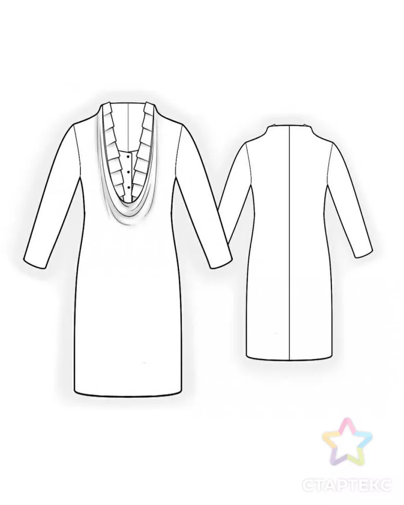 Выкройка: платье с горловиной качель арт. ВКК-1300-8-ЛК0005940 - рис. 2