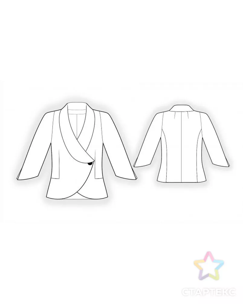 Выкройка: жакет с воротником шалька арт. ВКК-1590-5-ЛК0005992 - рис. 2