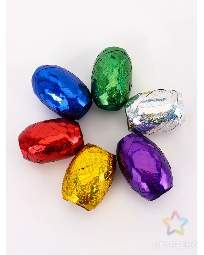 Лента упаковочная голография, ассорти 0,5 см х 10 м (набор 6 шт.) арт. СМЛ-43474-1-СМЛ0001477169 - рис. 5