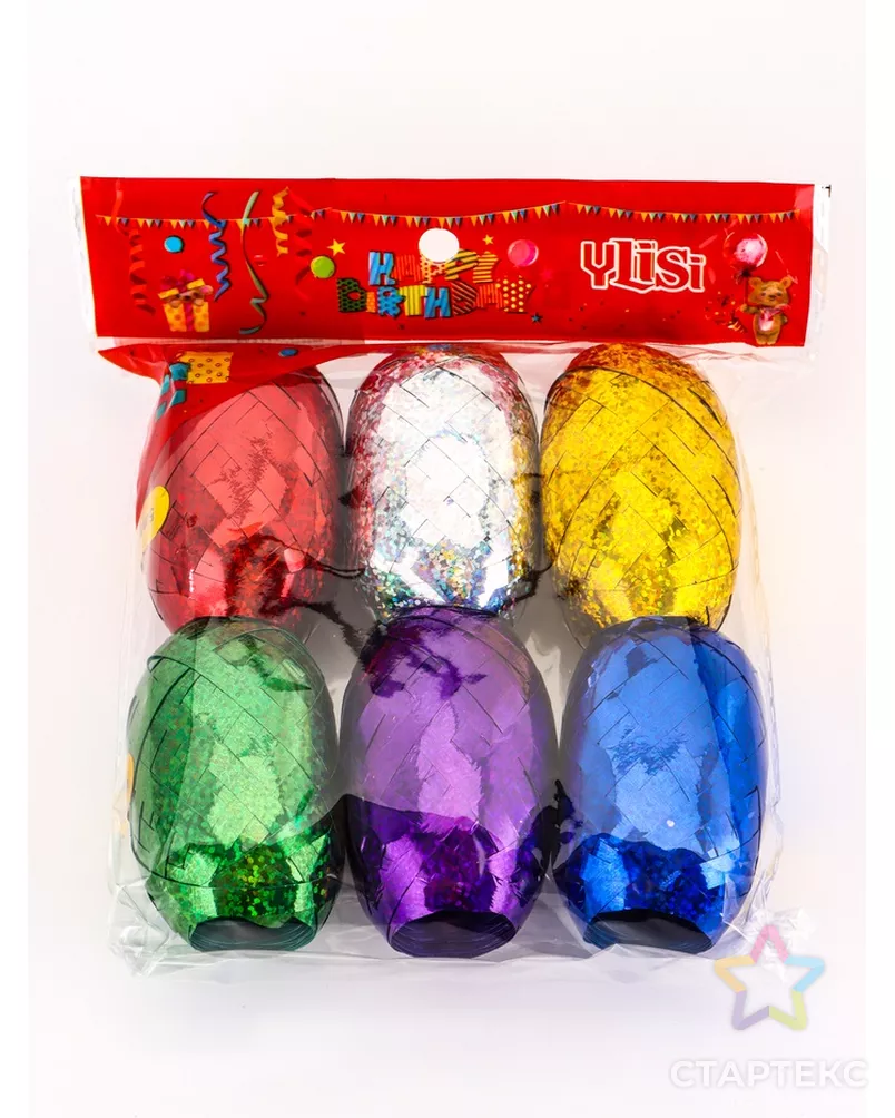 Лента упаковочная голография, ассорти 0,5 см х 10 м (набор 6 шт.) арт. СМЛ-43474-1-СМЛ0001477169 - рис. 2