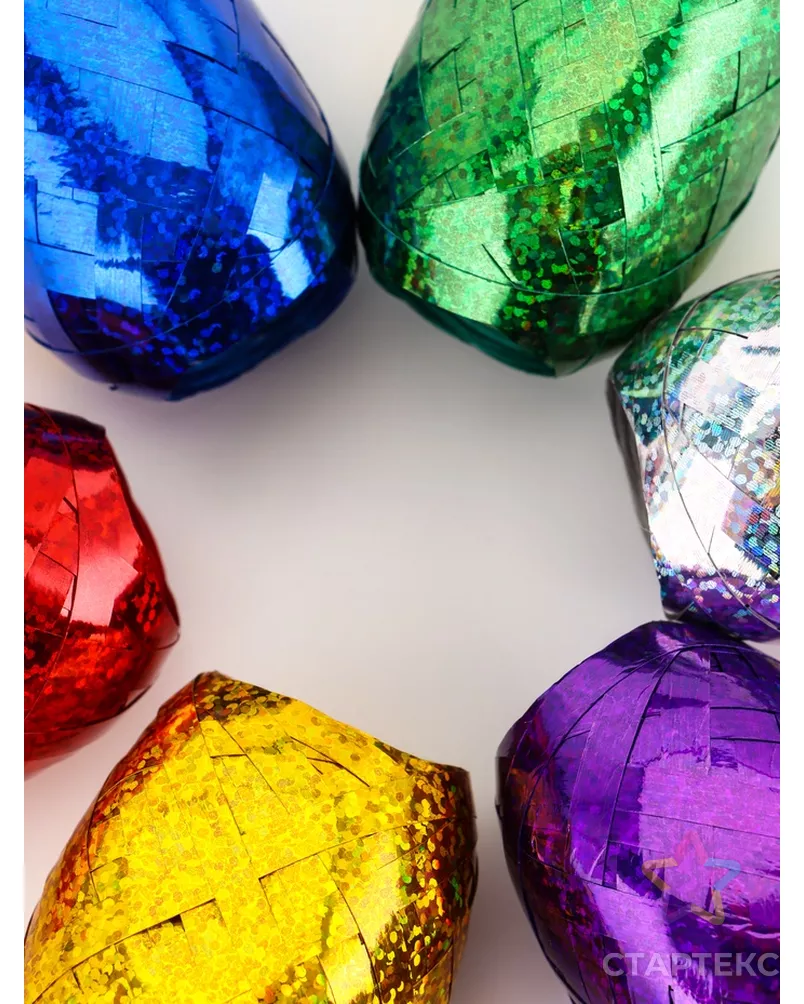 Лента упаковочная голография, ассорти 0,5 см х 10 м (набор 6 шт.) арт. СМЛ-43474-1-СМЛ0001477169 - рис. 4