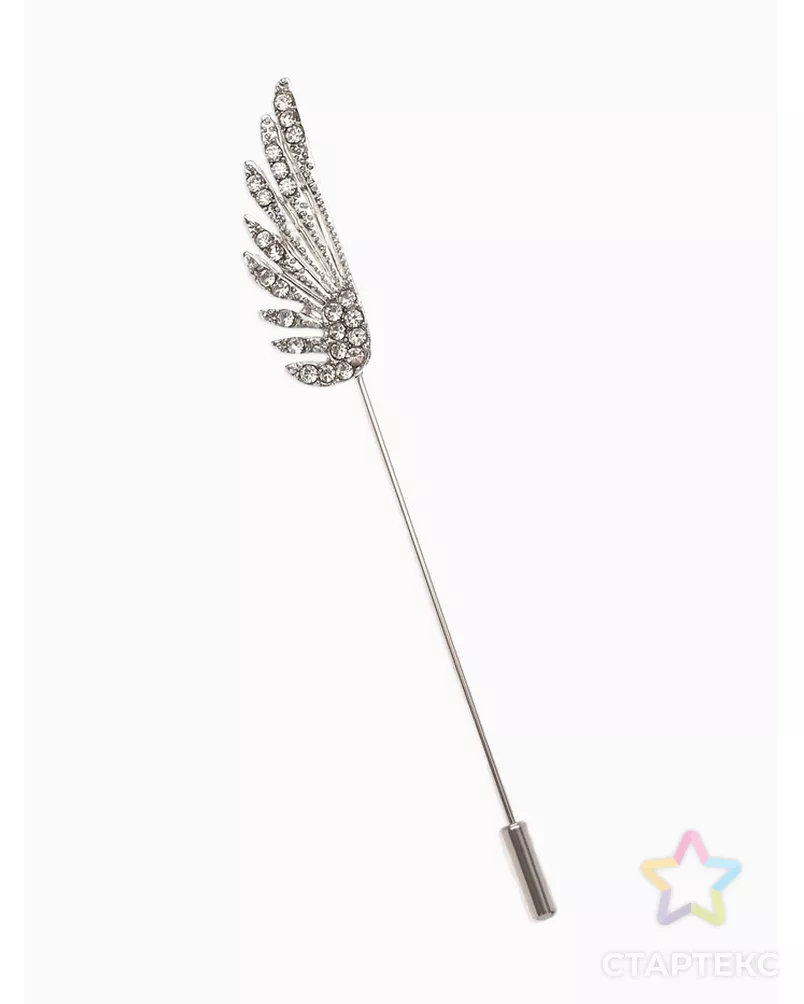 Булавка "Крыло", 7,7 см, цвет белый в серебре арт. СМЛ-20491-1-СМЛ1399271 - рис. 4