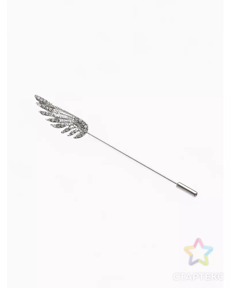 Булавка "Крыло", 7,7 см, цвет белый в серебре арт. СМЛ-20491-1-СМЛ1399271 - рис. 1