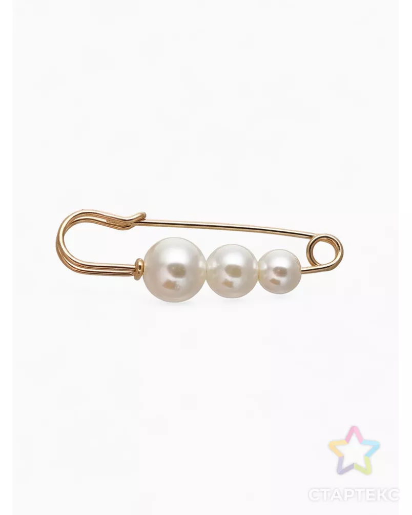 Булавка "Жемчужинки три", 6см, цвет белый в золоте арт. СМЛ-4374-1-СМЛ2346895 - рис. 5