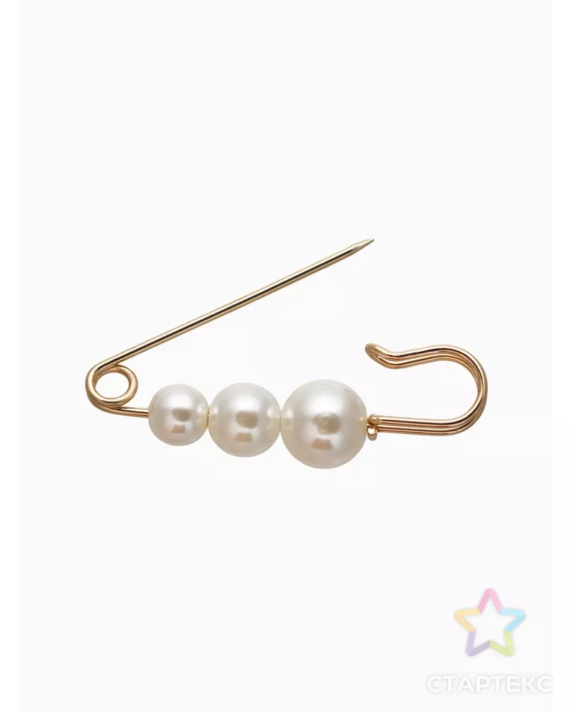 Булавка "Жемчужинки три", 6см, цвет белый в золоте арт. СМЛ-4374-1-СМЛ2346895 - рис. 6