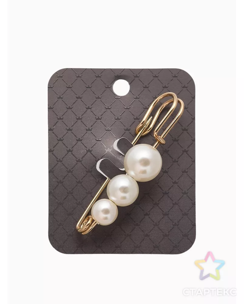 Булавка "Жемчужинки три", 6см, цвет белый в золоте арт. СМЛ-4374-1-СМЛ2346895 - рис. 4