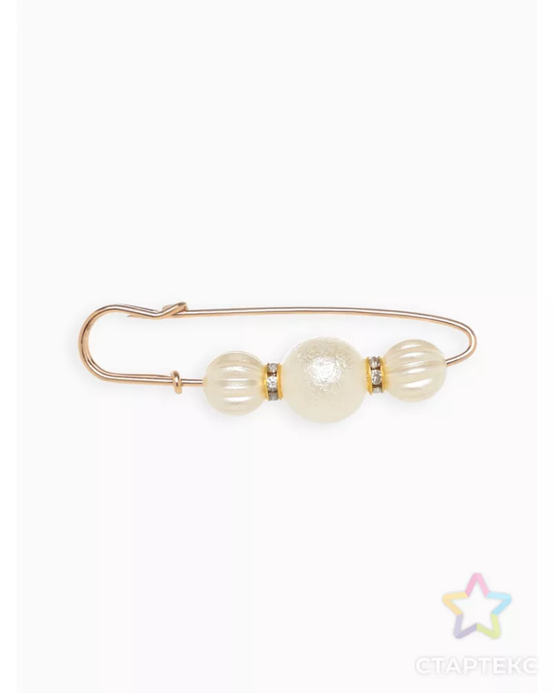 Булавка "Зефир" 7см, цвет белый в золоте арт. СМЛ-29763-1-СМЛ3405873 - рис. 3