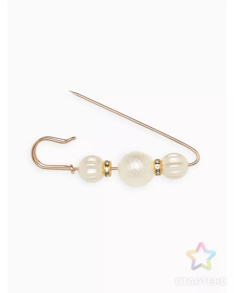 Булавка "Зефир" 7см, цвет белый в золоте арт. СМЛ-29763-1-СМЛ3405873 - рис. 2