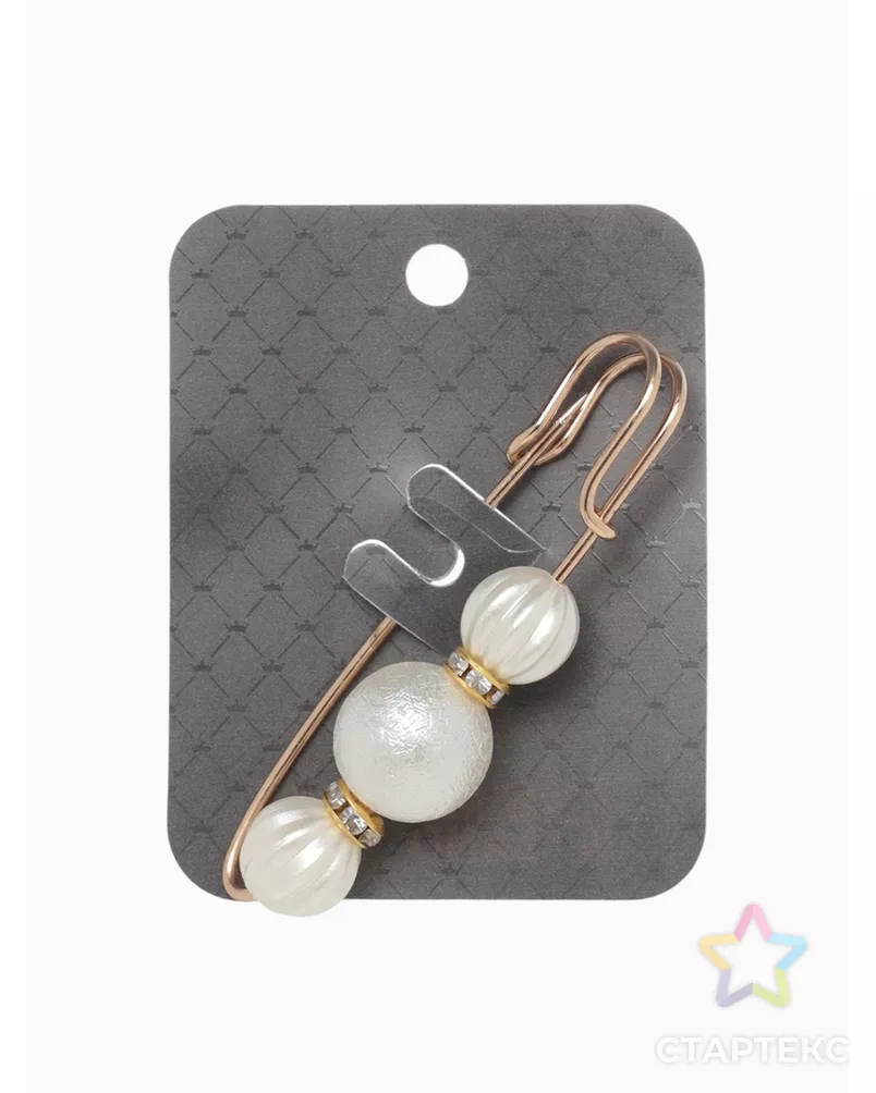 Булавка "Зефир" 7см, цвет белый в золоте арт. СМЛ-29763-1-СМЛ3405873 - рис. 5