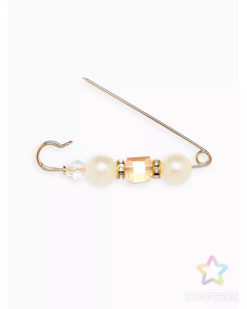 Булавка "Кубик" 6,5см, цвет бело-черный в серебре арт. СМЛ-21808-2-СМЛ3405875 - рис. 3