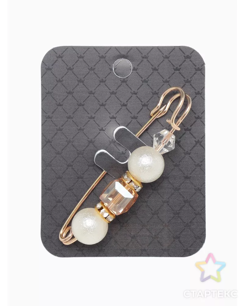 Булавка "Кубик" 6,5см, цвет бело-черный в серебре арт. СМЛ-21808-2-СМЛ3405875 - рис. 2