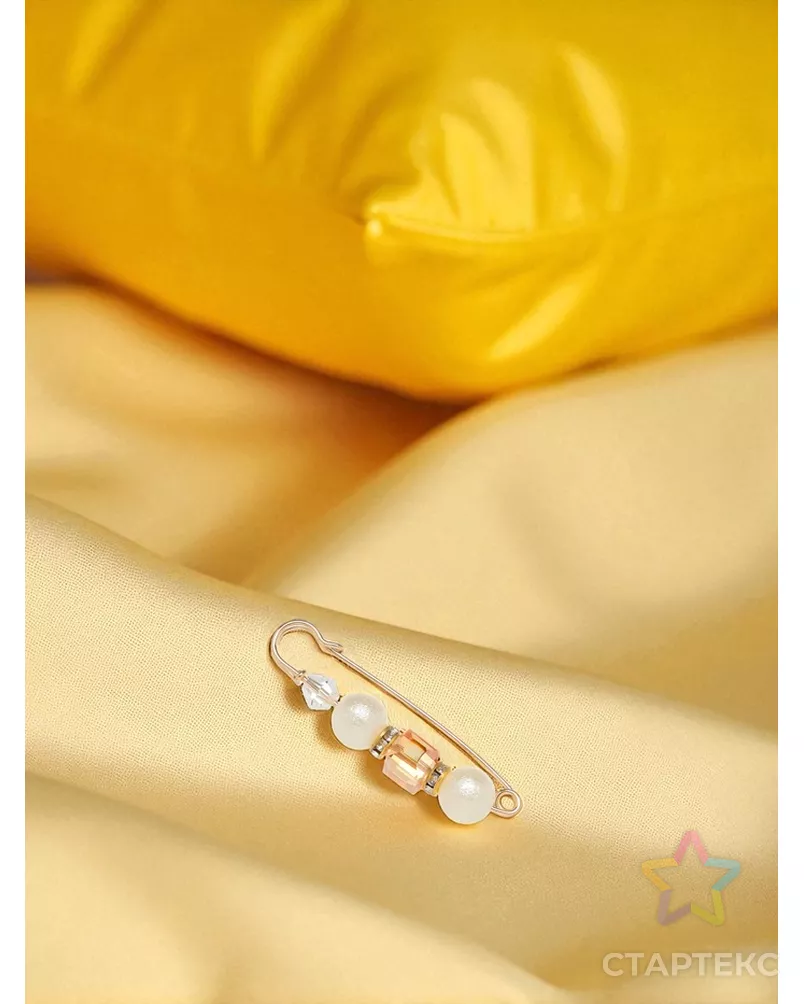 Булавка "Кубик" 6,5см, цвет бело-черный в серебре арт. СМЛ-21808-2-СМЛ3405875 - рис. 1