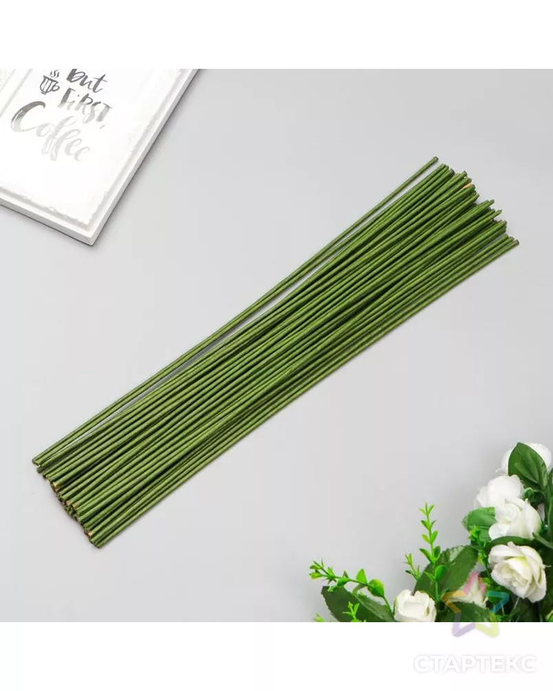 Проволока для изготовления искусственных цветов "Зелёная" 40 см сечение 2,5 мм арт. СМЛ-11273-1-СМЛ3517017 - рис. 1