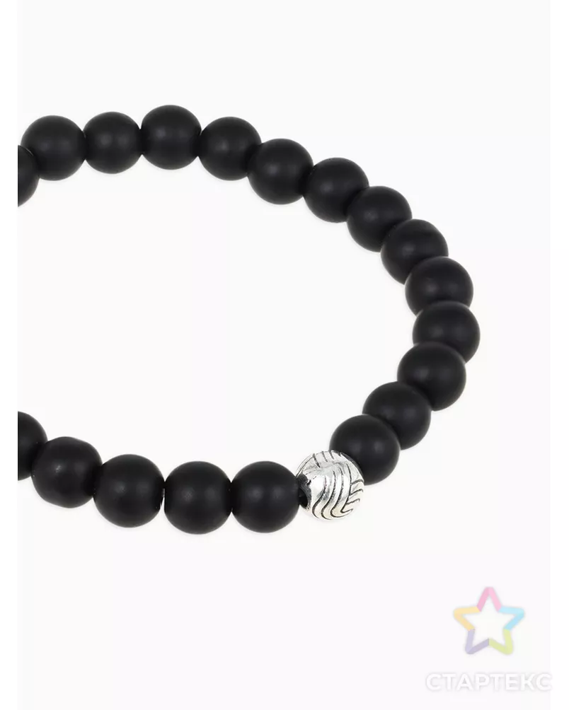 Браслет мужской "Гранд" матовые бусины, цвет чёрный арт. СМЛ-12950-1-СМЛ3633274 - рис. 2