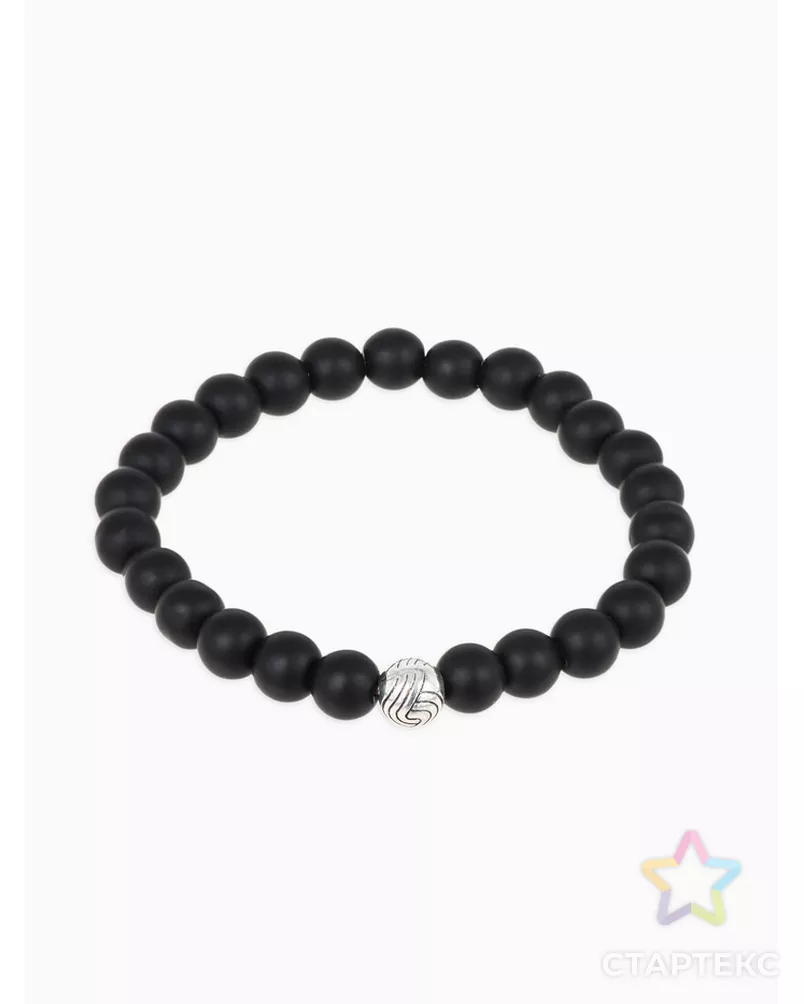 Браслет мужской "Гранд" матовые бусины, цвет чёрный арт. СМЛ-12950-1-СМЛ3633274 - рис. 3