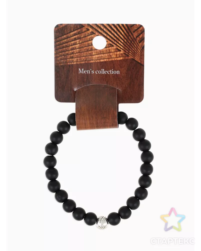 Браслет мужской "Гранд" матовые бусины, цвет чёрный арт. СМЛ-12950-1-СМЛ3633274 - рис. 4